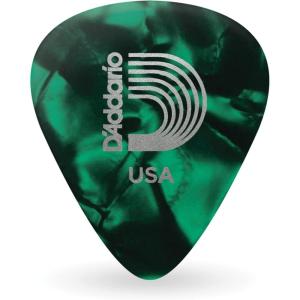imageDAddario Celluloid Guitar Picks  Guitar Accessories  Guitar Picks for Acoustic Guitar Electric Guitar Bass Guitar  Natural Feel Warm Tone  Green Extra Heavy 125mm Heavy 10packGreen