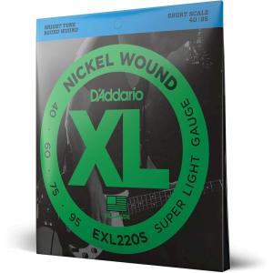 imageDAddario Electric Bass Guitar Strings XL Nickel EXL160 Medium Gauge 50105 Long Scale 4String Set Pack of 1Short Scale
