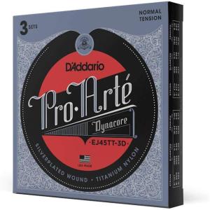 imageDAddario Guitar Strings  ProArte Classical Guitar Strings  EJ45TT Dynacore  Silver Plated Wrap Composite Dynacore Titanium Nylon Trebles  Normal Tension 1Pack3Pack