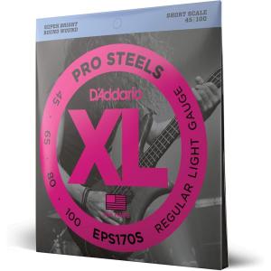 imageDAddario Bass Guitar Strings XL Pro Steels EPS165 Long Scale Regular Light TopMedium Bottom Gauge 45105 4String Set Pack of 1Short Scale