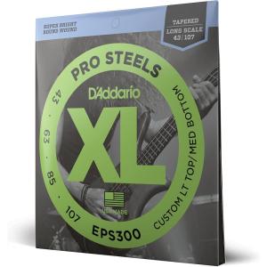 imageDAddario Bass Guitar Strings XL Pro Steels EPS165 Long Scale Regular Light TopMedium Bottom Gauge 45105 4String Set Pack of 1Tapered Long Scale