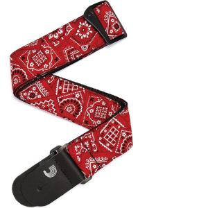imageDAddario Guitar Strap Camouflage Leather Adjustable from 35 to 595 One Size 50G04Bandana Red