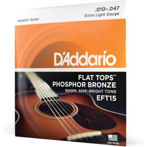 imageDAddario Guitar Strings  Acoustic Guitar Strings  Flat Tops Phosphor Bronze  For 6 String Guitar  Warm SemiBright Tone  EFT15  Extra Light 1047