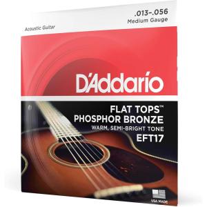 imageDAddario Guitar Strings  Acoustic Guitar Strings  Flat Tops Phosphor Bronze  For 6 String Guitar  Warm SemiBright Tone  EFT17  Medium 1356