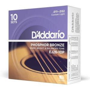 imageDAddario Guitar Strings  Phosphor Bronze Acoustic Guitar Strings  EJ163D  Rich Full Tonal Spectrum  For 6 String Guitars  1253 Light 3Pack10Pack