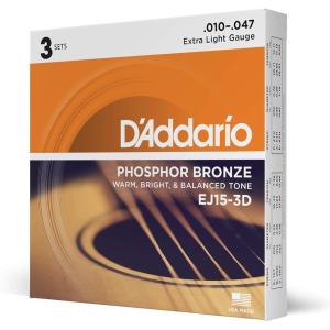 imageDAddario Guitar Strings  Phosphor Bronze Acoustic Guitar Strings  EJ163D  Rich Full Tonal Spectrum  For 6 String Guitars  1253 Light 3Pack3Pack