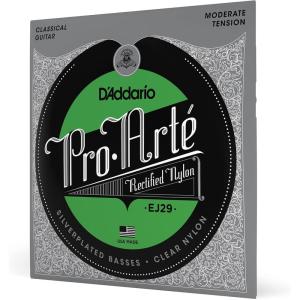 imageDAddario Guitar Strings  ProArte Classical Guitar Strings  EJ31 Nylon Guitar Strings  Silver Plated Wrap Nylon Core Rectified Nylon Trebles  Hard TensionModerate