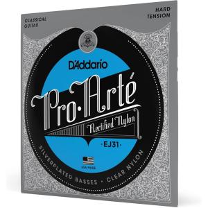 imageDAddario Guitar Strings  ProArte Classical Guitar Strings  EJ31 Nylon Guitar Strings  Silver Plated Wrap Nylon Core Rectified Nylon Trebles  Hard TensionHard