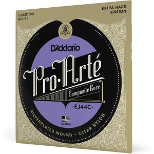 imageDAddario Guitar Strings  ProArte Classical Guitar Strings  EJ44C  Nylon Guitar Strings  Silver Plated Wrap Composite Core Clear Nylon Trebles  ExtraHard Tension