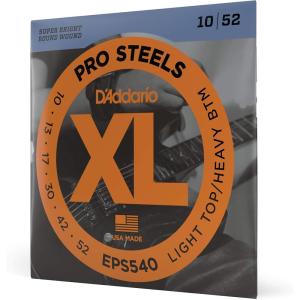 imageDAddario Guitar Strings  ProSteels Electric Guitar Strings  Round Wound  Brighter Crunchier Increased Sustain  EPS540  Light TopHeavy Bottom 10521052