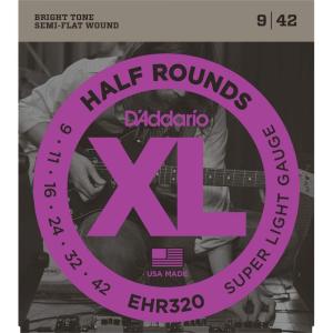 imageDAddario Guitar Strings  XL Half Rounds Electric Guitar Strings  SemiFlat Wound  Bright Tone Smooth Feel Reduced Finger Noise  EHR320  Super Light 942Super Light  942