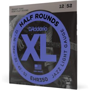 imageDAddario Guitar Strings  XL Half Rounds Electric Guitar Strings  SemiFlat Wound  Bright Tone Smooth Feel Reduced Finger Noise  EHR320  Super Light 942Jazz Light  1252