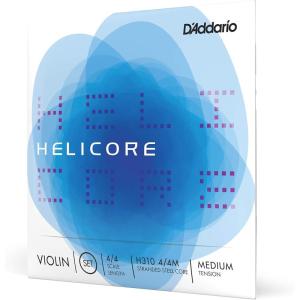 imageDAddario Helicore 44 Size Violin String Set with Aluminum Wound E String  H310W 44M  Stranded Steel Core for a Clear Warm Tone  Medium TensionFull Set