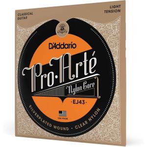 imageDAddario Pro Art Nylon Classical Guitar Strings EJ43 Light Tension 6String Set Pack of 1Light Tension