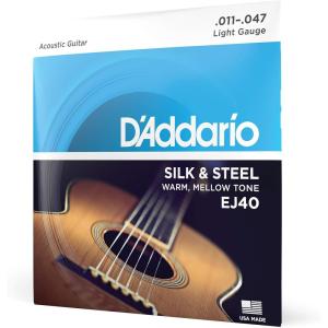 imageDAddario Silk ampamp Steel Acoustic Guitar Strings  EJ406 String  Warm Mellow Tone  Light 11476String