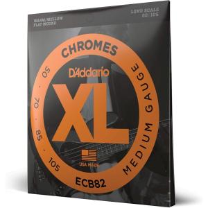 imageDAddario XL Chromes Flat Wound Bass Guitar Strings  ECB81  Long Scale  Regular Light 45100Long Scale