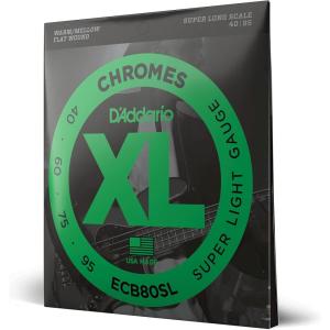 imageDAddario XL Chromes Flat Wound Bass Guitar Strings  ECB81  Long Scale  Regular Light 45100Super Long Scale