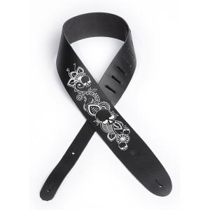 imageDAddario Accessories Planet Waves 25LSP02 25Inch Leather Screen Printed Skull and FlowerBlack