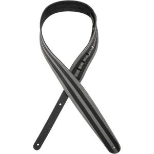 imageDAddario Accessories Planet Waves L25W1401 25Inch Leather Guitar Strap Racing Stripes  Grey with Black StripesBlack