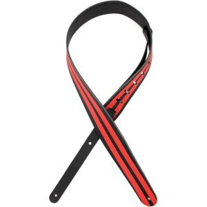 imageDAddario Accessories Planet Waves L25W1401 25Inch Leather Guitar Strap Racing Stripes  Grey with Black StripesRed