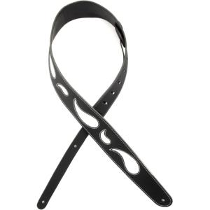 imageDAddario Accessories Planet Waves L25W1411 25Inch Leather Guitar Strap Paisley Window  Black with White