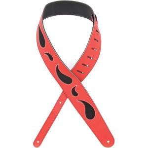 imageDAddario Accessories Planet Waves L25W1412 25Inch Leather Guitar Strap Paisley Window  Red with Black