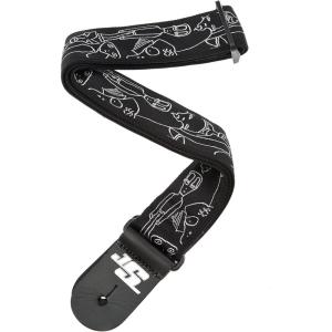 imageDAddario Guitar Strap Joe Satriani Up in Flames Design 50mm Wide Tubular Nylon Adjustable from 35 to 595 Guitar AccessoriesSilver Sketches
