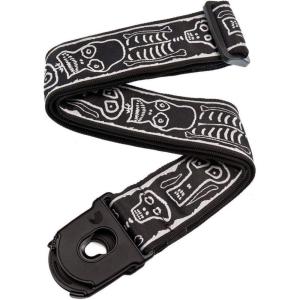 imageDAddario Guitar Strap Joe Satriani Up in Flames Design 50mm Wide Tubular Nylon Adjustable from 35 to 595 Guitar AccessoriesSkull N Bones