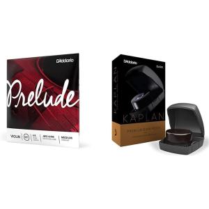 imageDAddario Prelude Violin String Set 44 Scale Medium Tension  Solid Steel Core Warm Tone Economical and Durable 1 Set ampamp DAddario Kaplan Premium Rosin