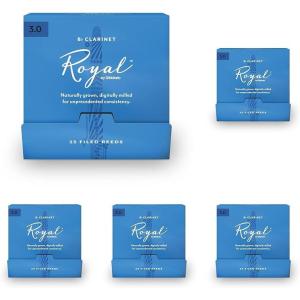 imageDAddario Woodwinds  Royal Bb Clarinet Reeds  B Flat Clarinet Reeds  Reeds for Clarinet  Clarinet Bb Reeds  Strong Spine  Filed Cut  Strength 50 10Pack125Pack